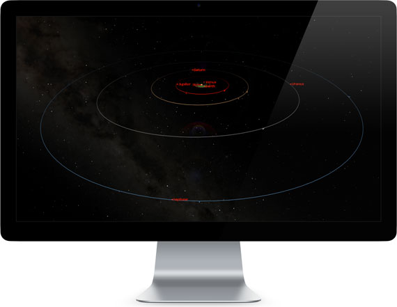 Starry Night Podium Solar System planetary orbit simulation